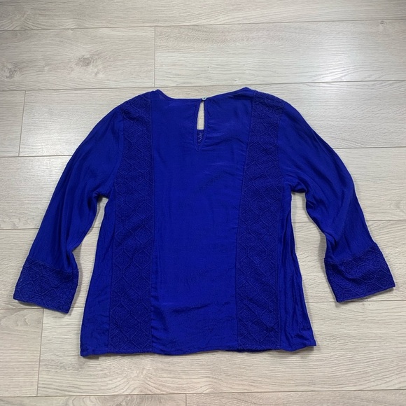 Anthropologie Meadow Rue Blue Salina Lace Long Sleeve Blouse - Picture 3 of 12
